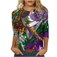 thumbnail image 1 of Penkiiy Blouse de Carnaval Manches 3/4 Chemise de Printemps Tee Quotidien Imprimé Masque Blouse Mardi Gras Col Rond 2024 Tee Tunique Habillée 2TG Multicolore, 1 of 5