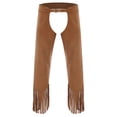 thumbnail image 5 of iiniim Mens Western Cowboy Outfit Open Front Faux Suede Tassel Vest With Hollow-out Chap Pants Brown M, 5 of 7