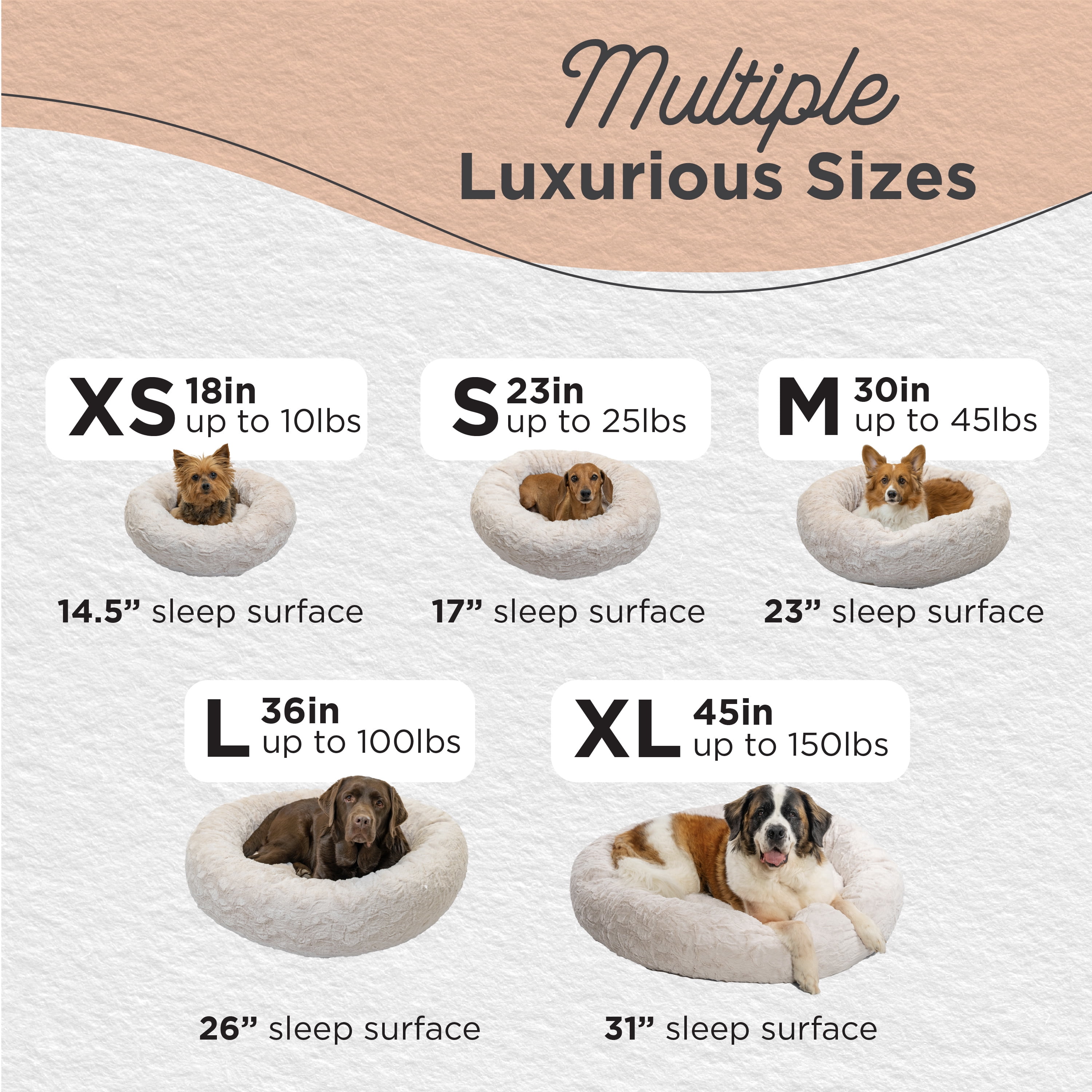 Best Friends by Sheri The Original Calming Donut Dog Bed – Washable Plush Pet Bed for Medium Breeds up to 45 lbs, Lux Faux Fur, Oyster, Medium (30" x 30")