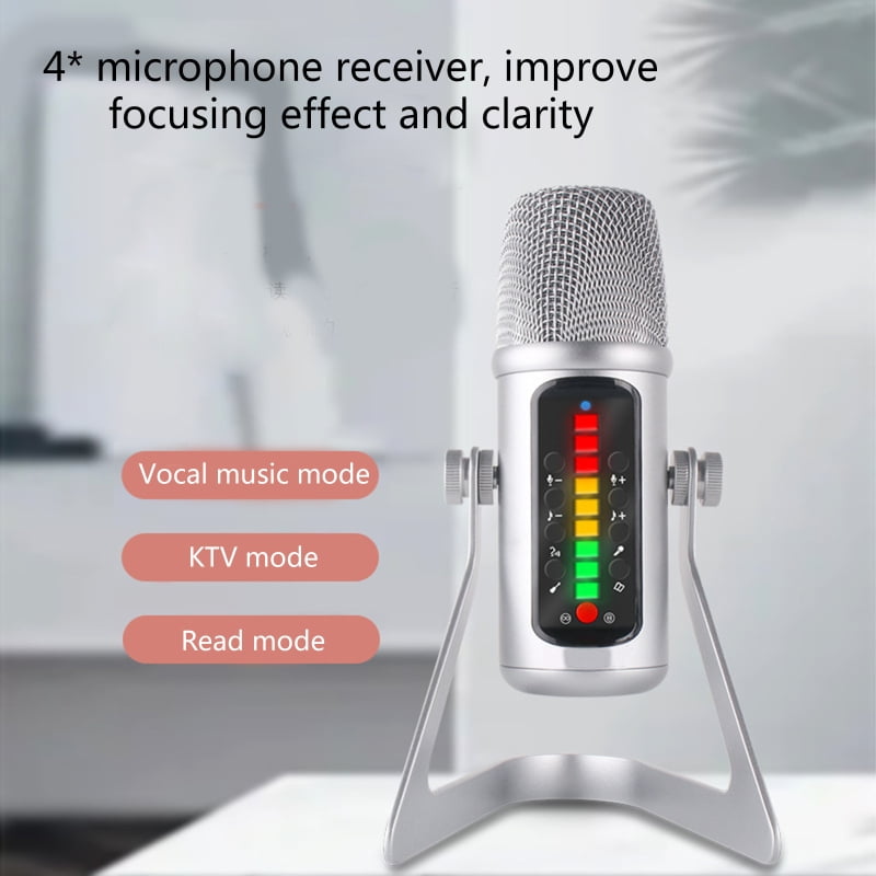 JY-U14 USB Condenser Mic Professional Gaming Capacitor Microphone Kit with Desktop Stnad Type-C Cable for Interview Chat