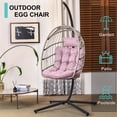 thumbnail image 4 of SWITTE Egg Chair with Stand PE Wicker Swing Chair and Pink Cushion, Indoor & Outdoor, 4 of 6