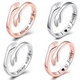 thumbnail image 2 of PENGXIANG Hug Ring for Women Rose Gold and Silver Adjustable Alloy Inner Ring Lettering Couple Simple Ring Jewelry, 2 of 6
