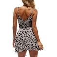 thumbnail image 3 of Fridja Womens V-Neck Print Sling Robe Sans Manches Taille Bandage Robe Décontractée, 3 of 9