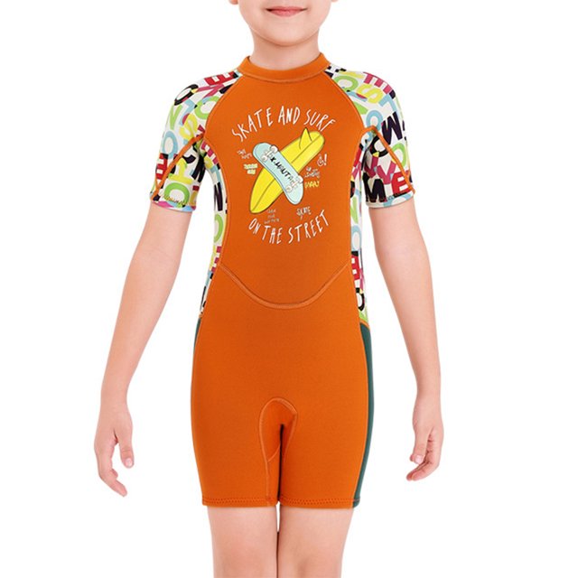 Soidarity Traje de neopreno para niños, ropa de baño gruesa para mantener el calor, ropa de baño cómoda para niños, ropa de buceo para usar en la Deportes acuáticos Naranja XXL Soidarity OD003684-10