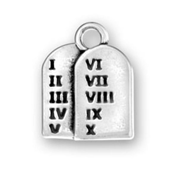 Sterling Silver 16" .8mm 3D The Ten Commandments Pendant Necklace