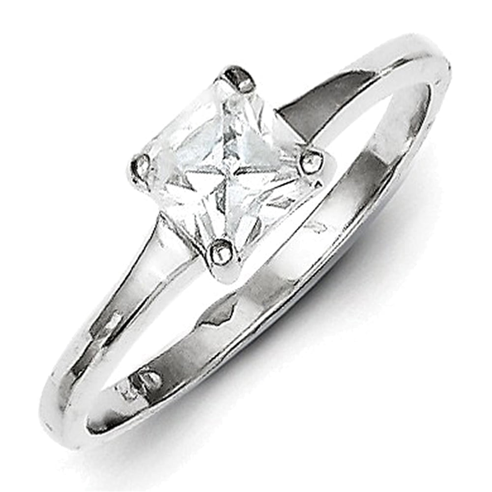 Jewels By Lux Sterling Silver Rhodium Polished .01ct Diamond Teardrop Shape Ring