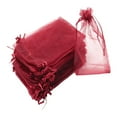 thumbnail image 4 of 100 bolsas de organza con cordón, bolsas de regalo de Navidad, bolsas para joyas, bolsas de malla transparente Rojo, 4 of 9
