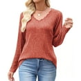 thumbnail image 4 of LIaqionyy Women's Sweater V Neck Tunic Tops Lightweight Dressy Loose Work Pullover Casual Blouse Fall Clothes, 4 of 6