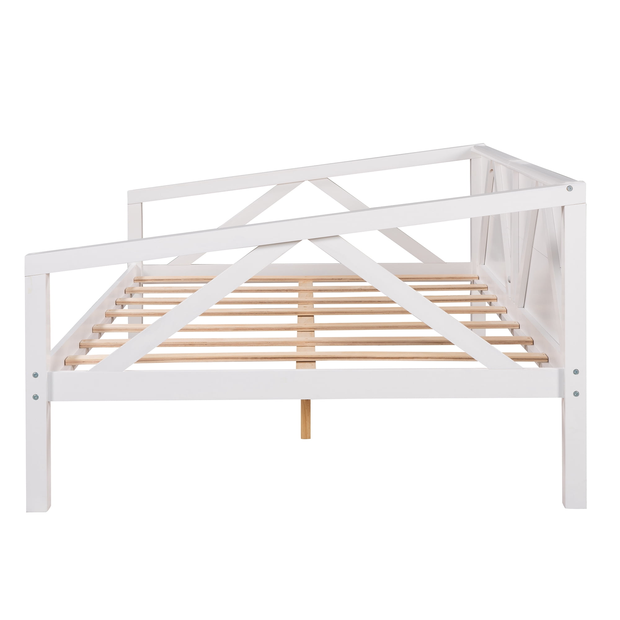 Aukfa Daybed, Solid Wood Full Size Daybed Frame, White