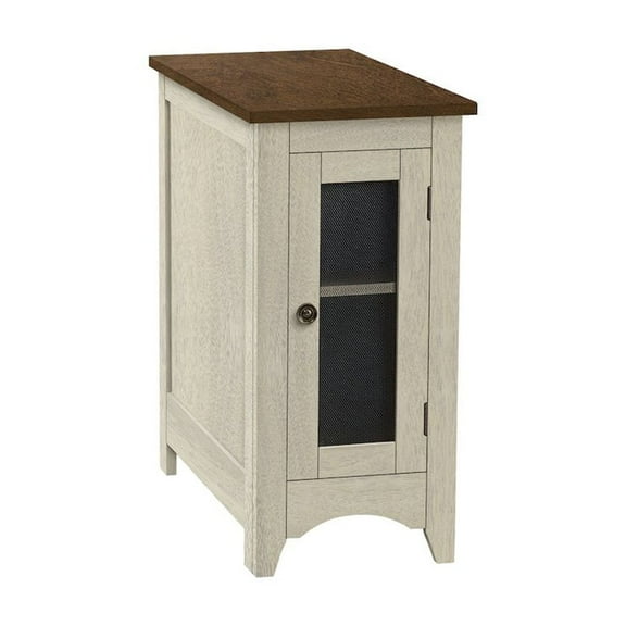 Accent Table - End - Side Table - Nightstand - Antique White Veneer - Brown