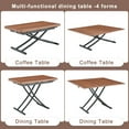 thumbnail image 3 of Height Adjustable Folding Table with X Shaped Metal Legs 43.3" Expandable Dining Table for Small Spaces Multi Position Coffee to Dining Table Walnut and Black, 3 of 9