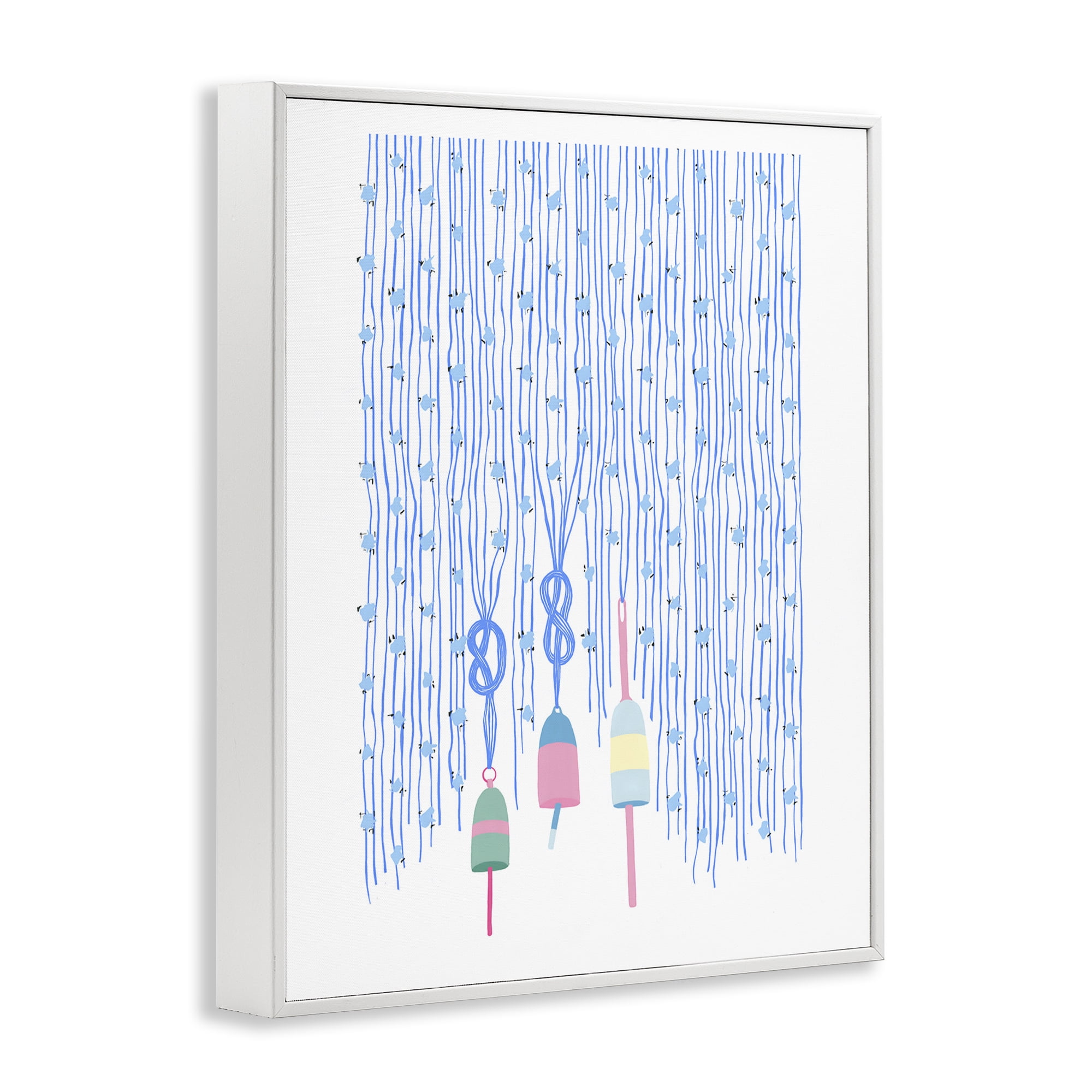 Stupell Industries Hanging Buoys on Ropes White Framed Giclee Art, design by Melissa Tilley
