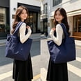 thumbnail image 6 of Dyegold Solid Color Foldable Nylon Shoulder Tote Bag with Zipper Closure and Large Capacity for Travel Work Shopping, 6 of 6