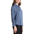 thumbnail image 4 of INSPIRE CHIC Women's Satin Blouse Puff Long Sleeve Collared Button Down Shirt Dressy Office Work Tops Business Casual L Blue Grey, 4 of 4