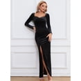 thumbnail image 5 of I2CRAZY Sweetheart Neck Long Sleeve Split Bridesmaid Dress-XL,Black, 5 of 7