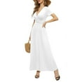 thumbnail image 4 of Aiyino Women's Casual Short Sleeve Deep V Maxi Dress Loose Long Dresses with Pockets,2XL White, 4 of 7