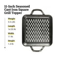 thumbnail image 6 of Lodge 11" Cast Iron Square Grill Topper - Chef Collection - Made in the USA - Pre-Seasoned - For Indoor & Outdoor Cooking - Durable Grill Topper, 6 of 7