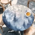 thumbnail image 3 of Mountain Peak Forest Round Fitted Table Cover Silhouette Tree Bird Waterproof Table Cloth with Elastic Edge Wipeable Tablecloth for Picnic Camping Party Fits 45"-54" Diameter, 3 of 8