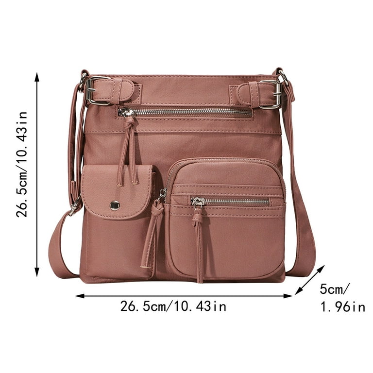 Small Ladies Square Leather Side Bag Purse Shoulder Handbags for Women, Brown