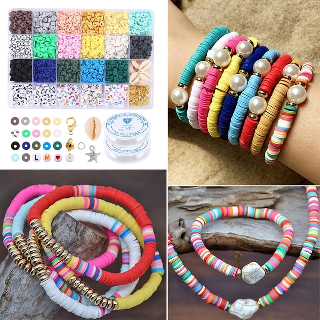 Juego de de Arcilla Polimérica, Abalorios Artesanales con Cierres de Langosta, Letras Del Alfabeto, DIY para Pendientes, Pulseras, Col Baoblaze Cuentas espaciadoras de piedras preciosas