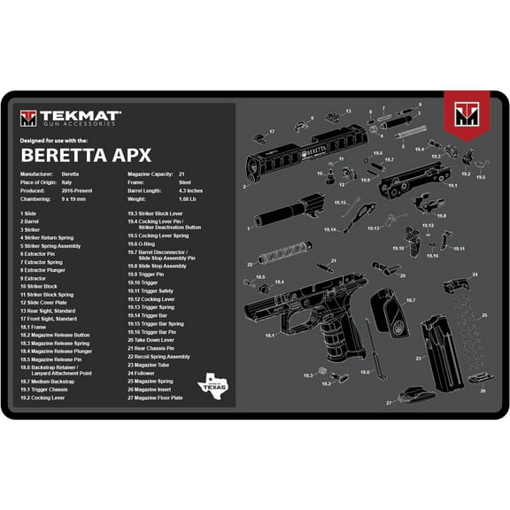 TekMat Original Gun Cleaning Mat - 17" X 11" - Beretta APX