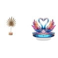thumbnail image 1 of Escultura de hoja de metal, estatua de hoja de cisne, figura de ganso, coleccionable, de hierro y madera, diseño artístico portátil, adorno decorativo, 1 of 8
