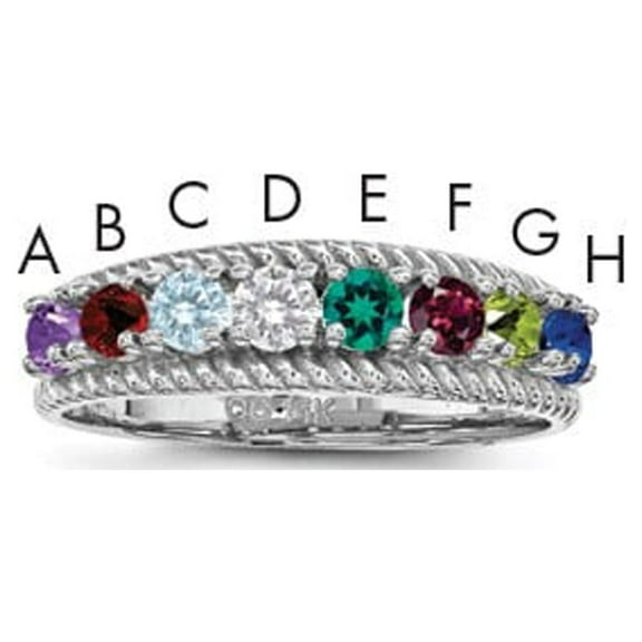 14K White Gold Ring Band Family & Mother's Customize Stones Round