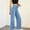 Light Blue, variant on Hueook Wide Leg Jeans Pants Boyfriend Relax Fit Women's Solid Color Stretch Denim Pants with Elastic Waistband and Classic Five-Pocket Styling Navy XL
