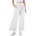 thumbnail image 2 of Xunlbb Women Wide Leg Pants Plus Size, Spring Summer Casual Loose Solid Color Fashion Pockets Outwear Long Pants For Women ,White 2XL, 2 of 5