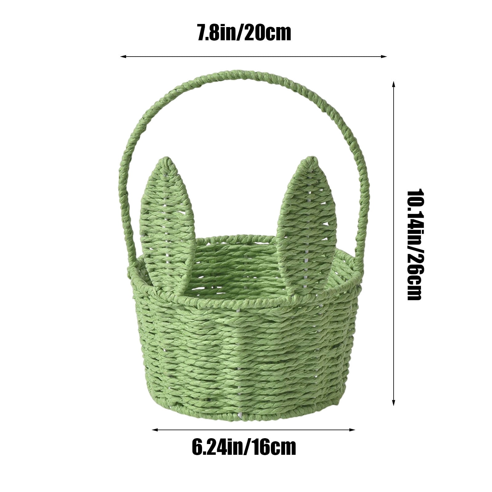 2 Packs Easter Bunny Basket with Long Ears Woven Storage Tote Bag for Easter Eggs Decorations Kids Gift Organizer Home Party Supplies Multicolor 26x20x16cm