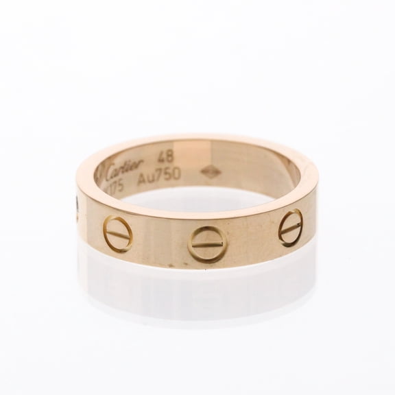 Pre-Owned Cartier Mini Love Ring 1P Diamond Pink Gold (18K) Fashion Diamond Band Ring... (Good)