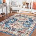 thumbnail image 3 of SAFAVIEH Riviera Jacob Oriental Polyester Machine Washable Area Rug, Blue/Gold, 4'5" x 6', 3 of 13