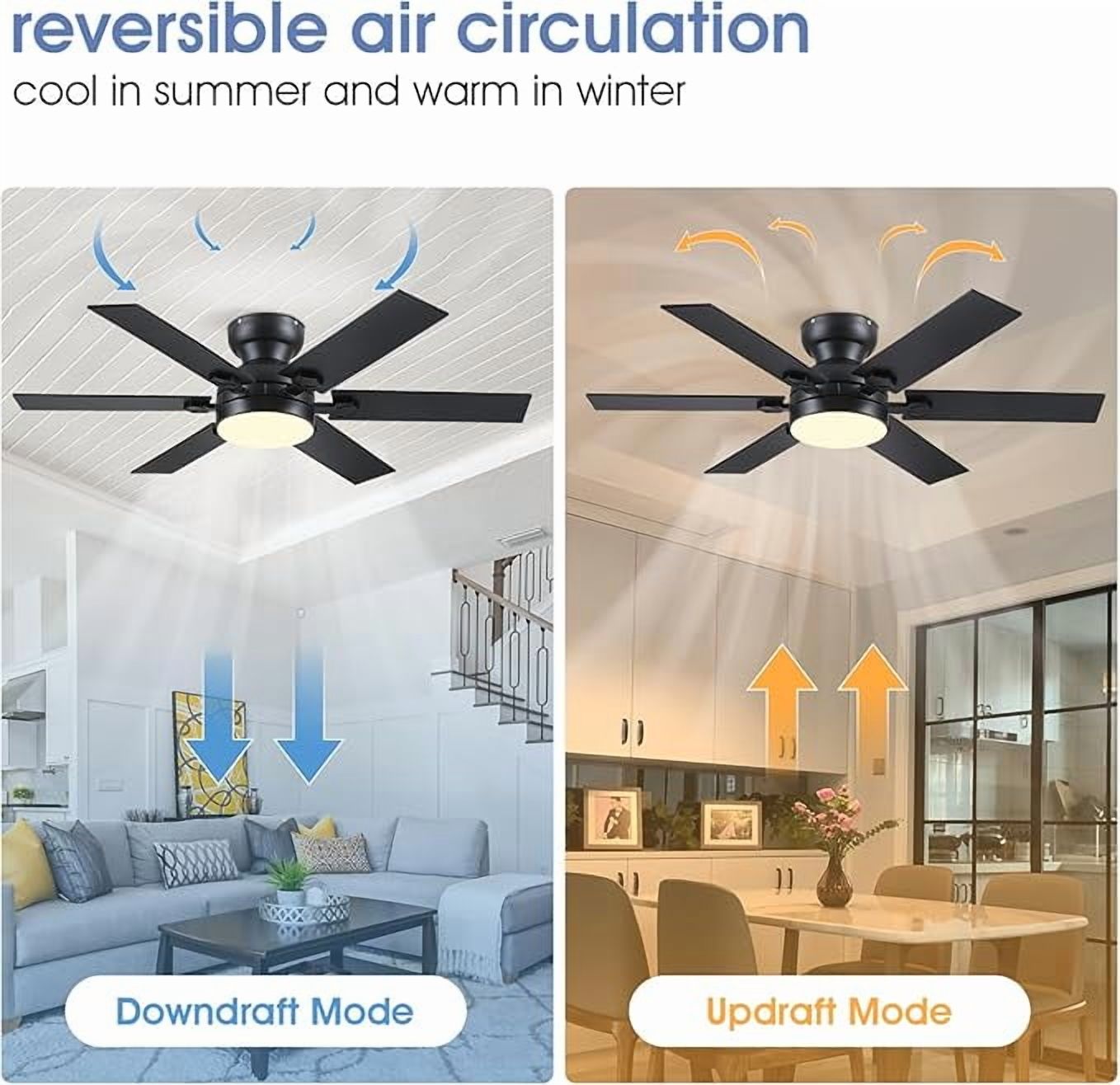 YIOSI 52" RGB Ceiling Fan with LED Lights, Remote/App Control, Quiet DC Motor
