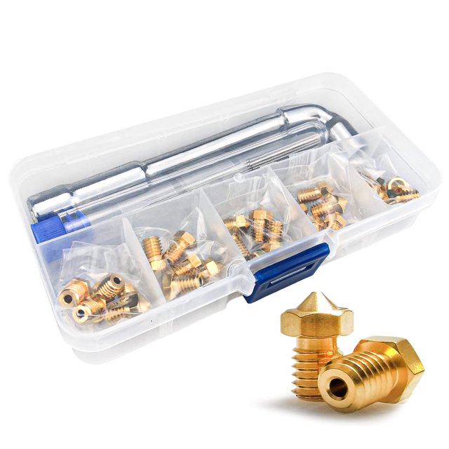 Boquillas de impresora 3D XIFOWE 25 piezas de latón V5-V6 de 0,4 mm para 1,75 mm