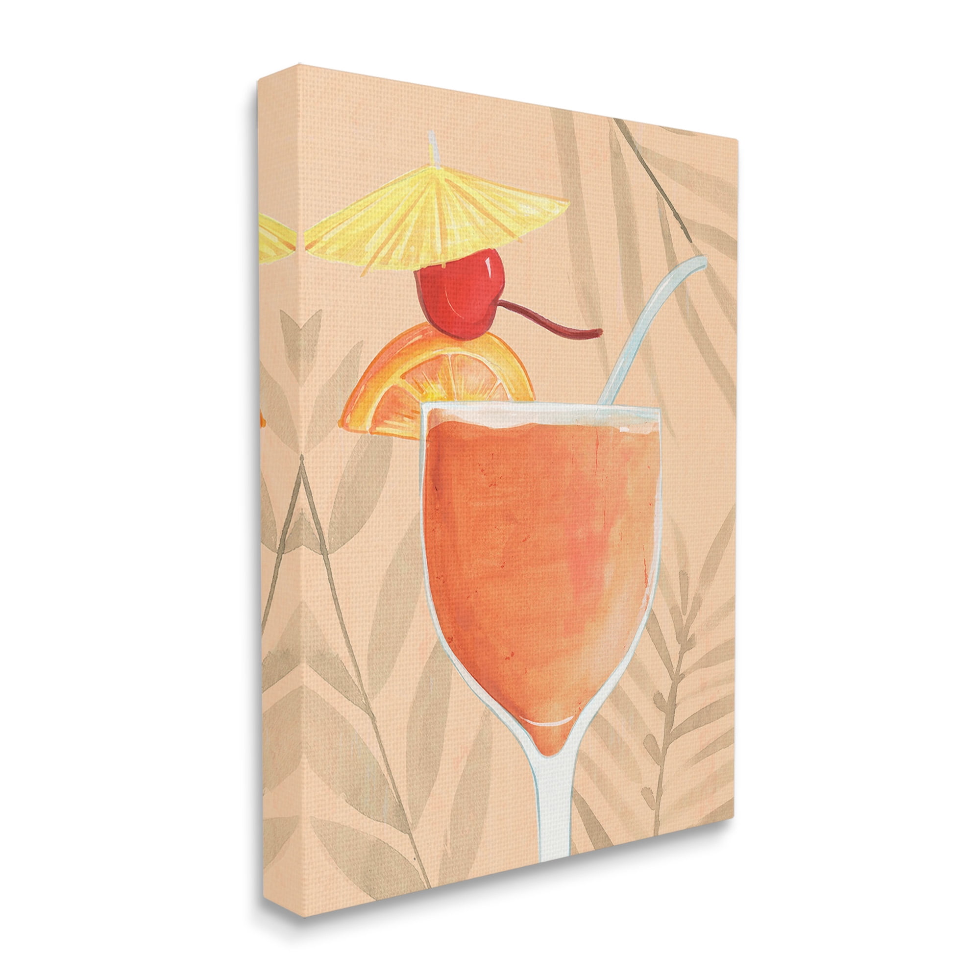 Stupell Industries Tropical Cocktail with Fruit Food & Beverage Painting Gallery Wrapped Canvas Art Print Wall Art, 36 x 48