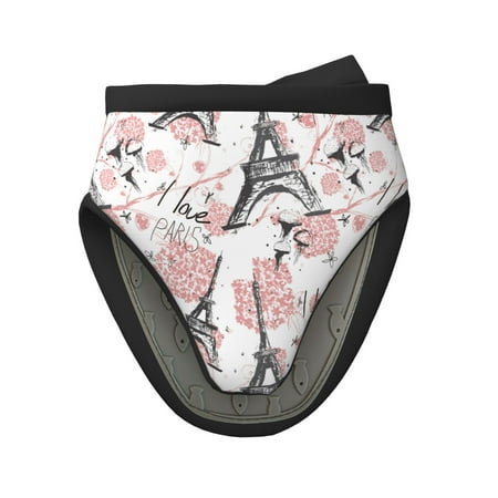 

Tebeau Paris Print Short Oven Mitts Heat Resistant Silicone Kitchen Mini Oven Mitts Non-Slip Grip Surfaces and Hanging Loop Gloves