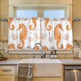 thumbnail image 2 of Yayeee Kitchen Curtains Tier Set of 2 Light Filtering 57"x36" Over Sink Window Panels, Orange Seahorse, 2 of 7