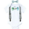 Noahs Boytique Baby Boy Clothes With Interchangeable Bow Ties and  Grey Suspenders Teal Plaid and Blue Plaid Set 0-3 Months