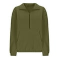 thumbnail image 5 of Aboser Fuzzy Fleece Pullover Sweatshirts for Women Half Zip Fall Winter Sweatshirt Warm Long Sleeve Shirts Loose Fit Solid Color Pullovers Tops with Kangaroo Pocket Army Green L, 5 of 8