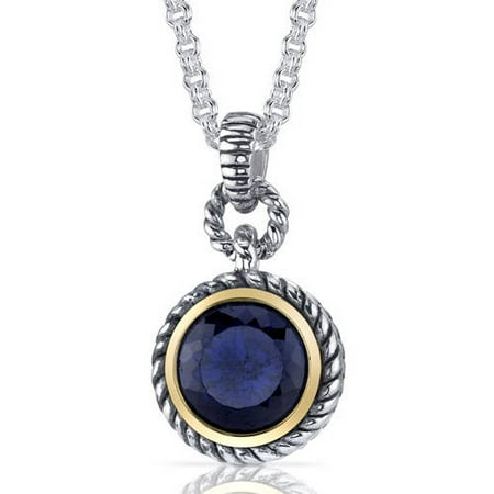 Oravo 5.00 Carat T.G.W. Portuguese-Cut Created Blue Sapphire Rhodium over Sterling Silver Pendant, 18