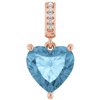 Pompeii3 9mm Blue Topaz Women's Heart Pendant in 14k Gold Necklace 6mm Tall