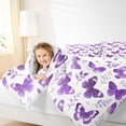 thumbnail image 4 of Feelyou Dreamy Butterfly Kid Full Size Comforter Sets, Purple Leaves Bedding Sets, 3pcs, 4 of 8
