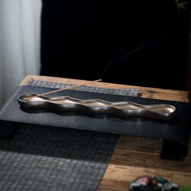 shyuyusa Wave Pattern Ceramic Incense Stick Holder, Creative Ocean Style Aromatherapy Tray, Indoor Line Incense Storage Decor