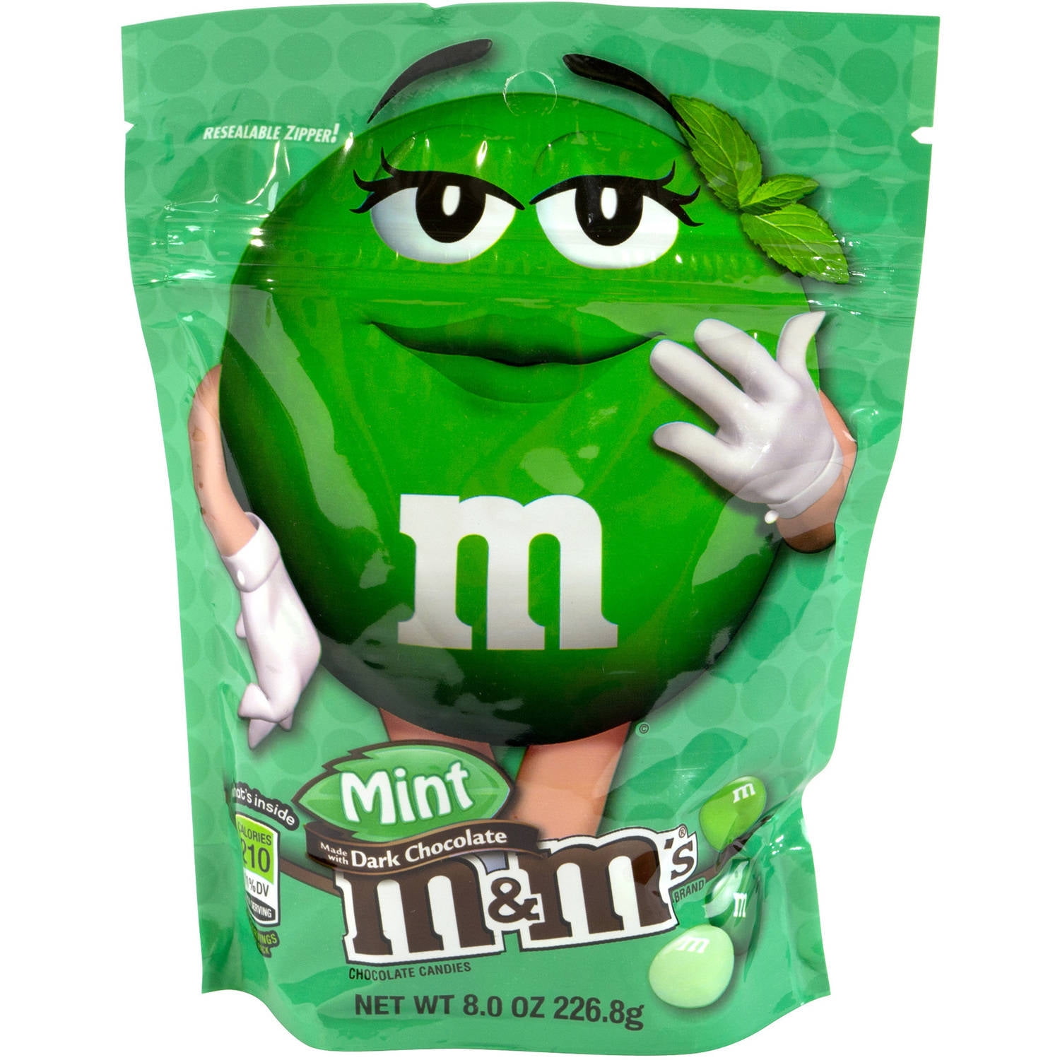 M&M's Brand Mint Dark Chocolate Candies, 8 oz