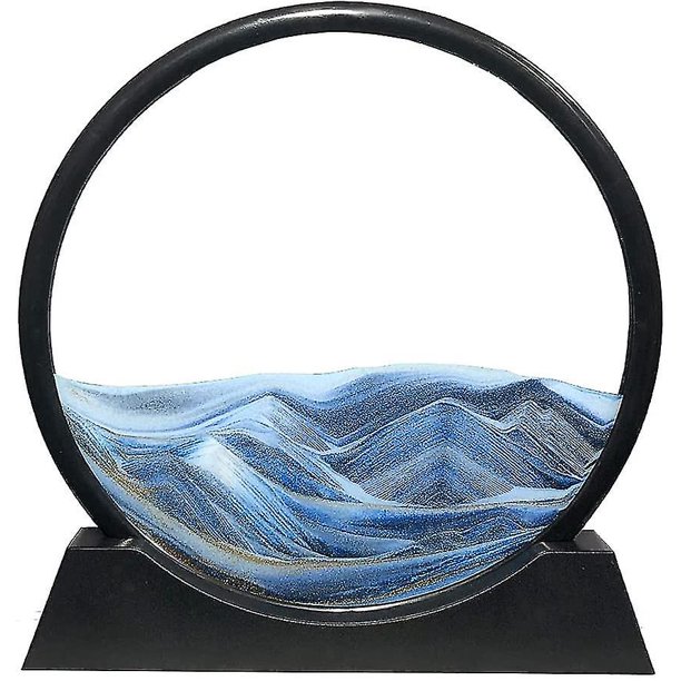 Cuadro De Arte De Arena En Movimiento Paisajes De Arena Con Marco Redondo En Movimiento Océano Azul