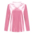 thumbnail image 5 of Ltctricy Velvet Tops for Women Vintage Long Sleeve V Neck Dressy Casual Velour T Shirts Soft Comfy Tees Loose Tunic Blouses(Pink,Medium), 5 of 7