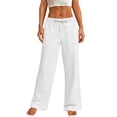 thumbnail image 5 of HKYNLAG Linen Pants Women Wide Leg Palazzo Pants Beach Vacation Outfits Cotton Summer 2026 Flowy Clothes Trousers with Pockets White 2XL, 5 of 7