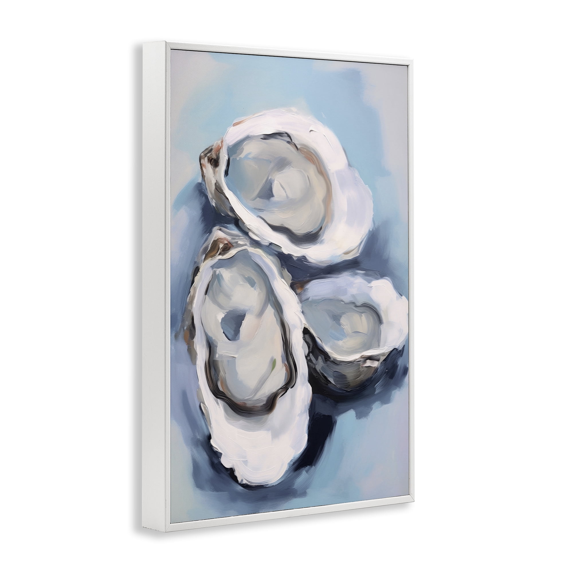 Stupell Industries Three Oyster Seashells Animals & Insects Painting White Framed Art Print Wall Art, 20 x 30