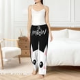 thumbnail image 4 of Salouo Cat Meow Print Women's Pajama Pants Casual Loose Sweatpants PJs Flowy Pants Drawstring Palazzo for Women Wide Leg Pants Lounge Pajama -Small, 4 of 8