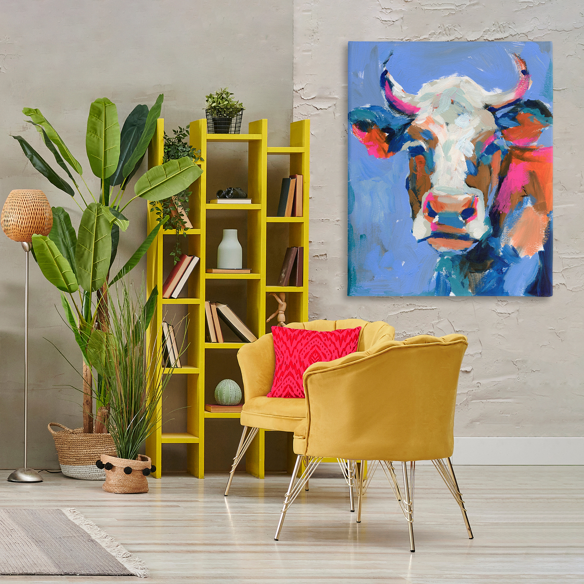 Stupell Industries Painterly Cow Portrait Animals & Insects Painting Gallery Wrapped Canvas Art Print Wall Art, 36 x 48